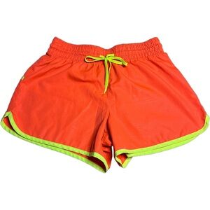 BCG Orange Athletic Shorts with Neon Green Trim